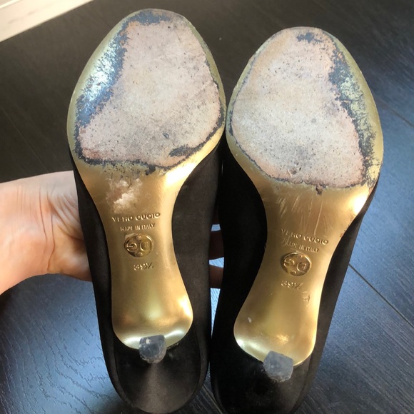 DOLCE&GABBANA black satin embellished bow heels - Picture 6 of 6